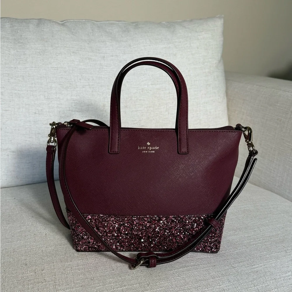 Kate Spade New‎ York Glitter Trim Leather Handle Bag